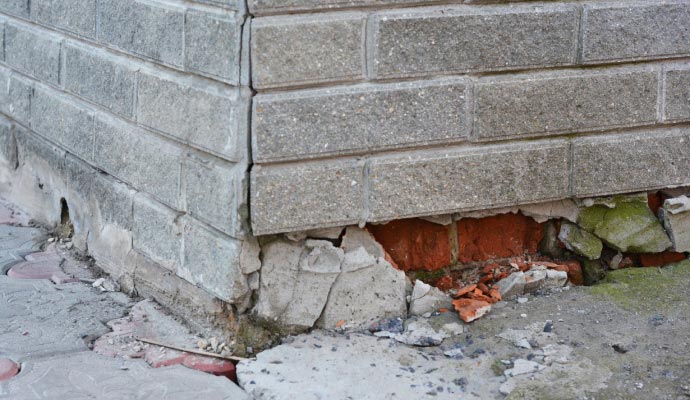 Damaged house foundation repair