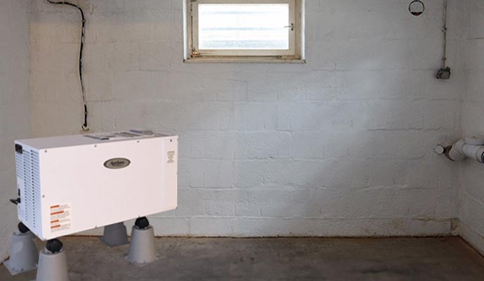 Installed dehumidification system in basement