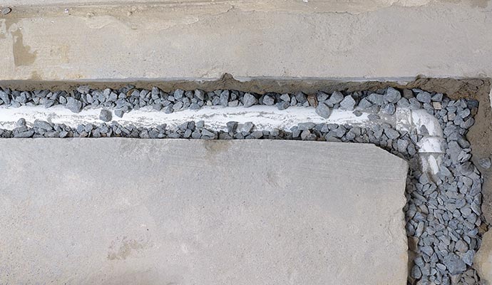 Installed basement drainage system