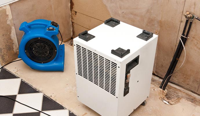 Professional water damage restoration using specialized equipment
