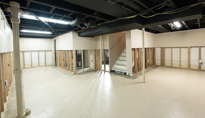 Waterproofed basement area Waterproofed basement area