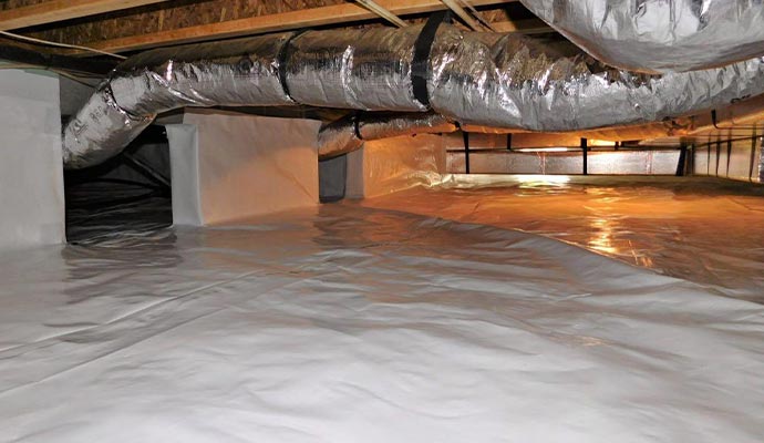 Waterproofed crawl space