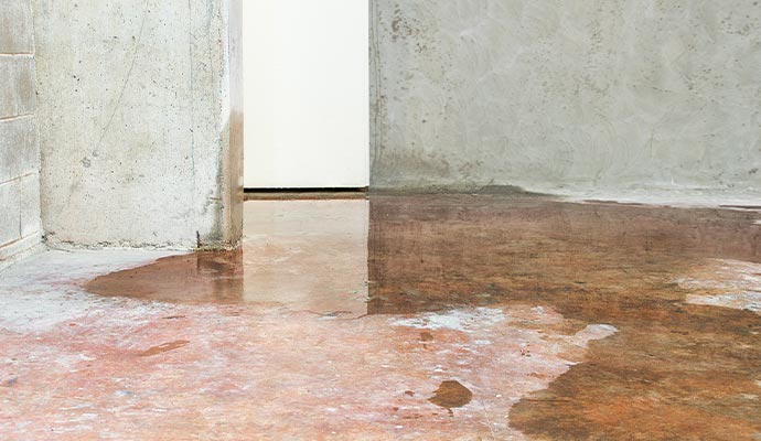 Basement water leak damage