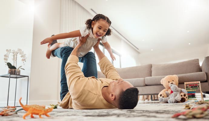 man enjoying with kid