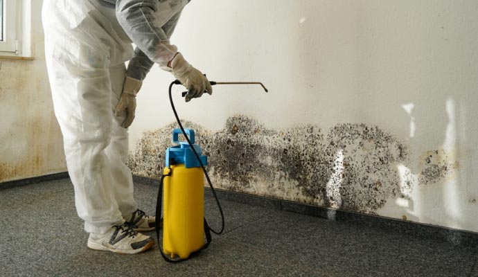 spraying on moldy space