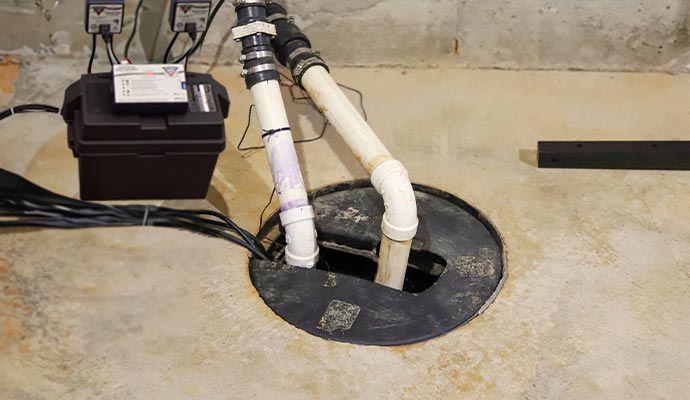 Newly installed sump pump