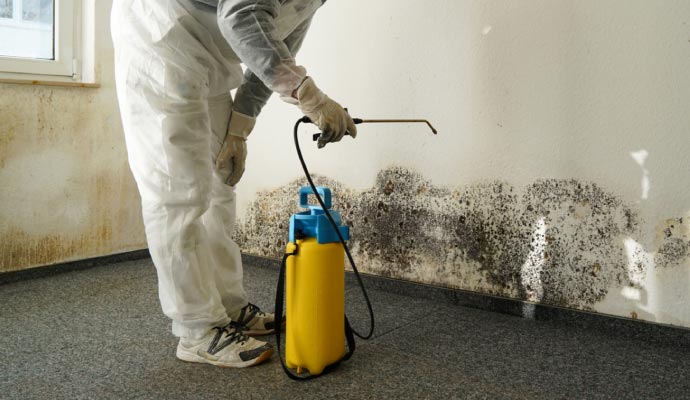 spraying on moldy space